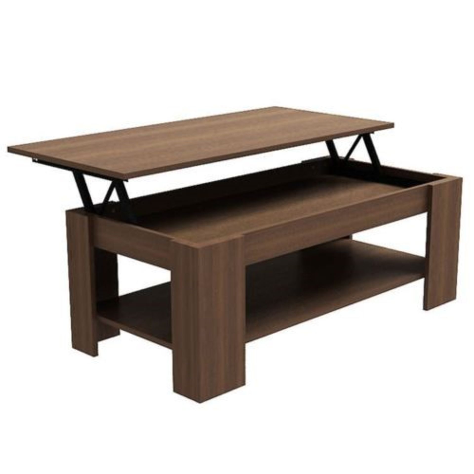1 x "Caspian" Lift Up Top Coffee Table with Storage - Colour: WALNUT - Sleek Modern Design - - Image 2 of 2