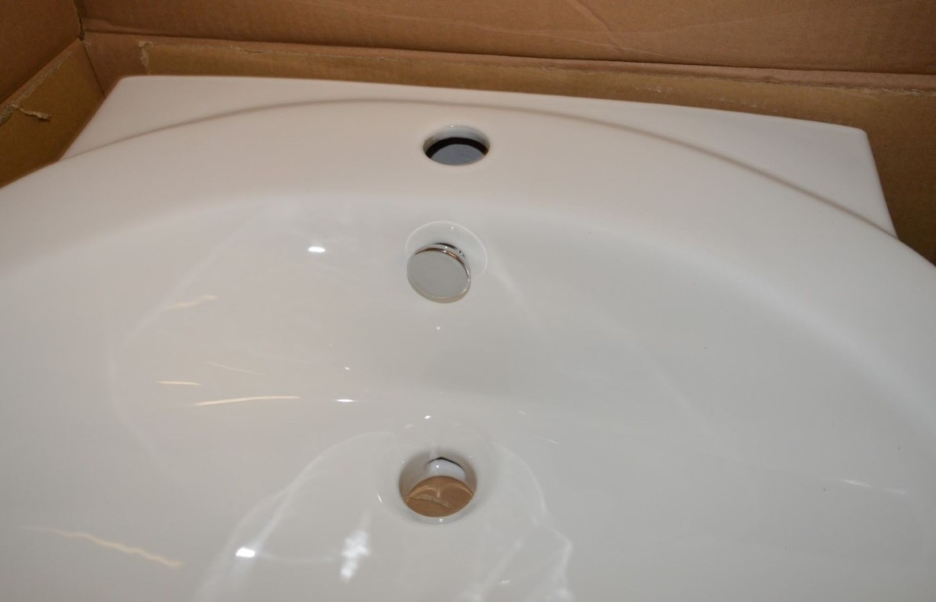 1 x Vogue Bathrooms PORTIA Single Tap Hole SINK BASIN With Pedestal - 600mm Width - Brand New - Image 4 of 4