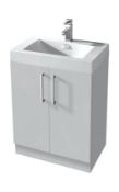 1 x Vogue Bathrooms JUNO Floor Standing VANITY UNIT With SINK BASIN - Modern WHITE GLOSS Finish -