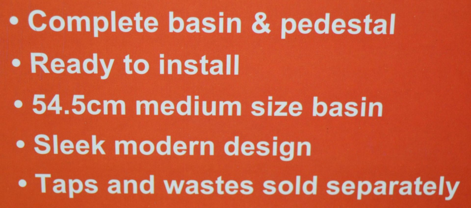 1 x Vogue Bathrooms ECO1 XPRESS Two Tap Hole SINK BASIN and Pedestal - 550mm Width - Brand New and - Image 5 of 5