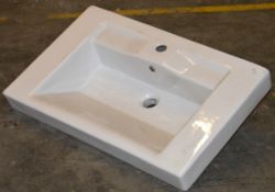 1 x Vogue Bathrooms LINOLA Single Tap Hole Counter Top Bathroom Sink Basin - High Quality Ceramic