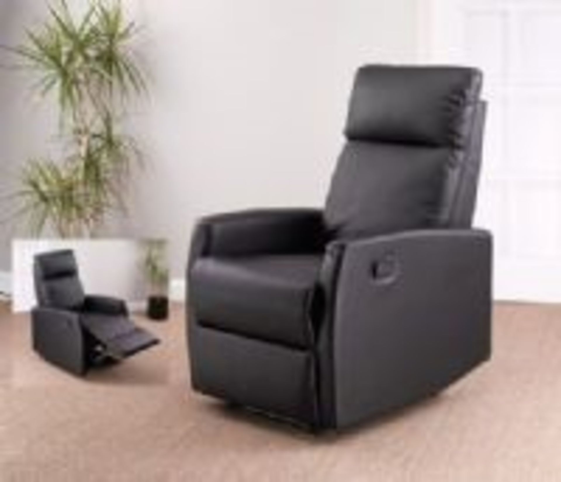 1 x "Venice" Recliner Chair In Black Faux Leather - Features Two Recline Positions - Brand New & - Image 2 of 2