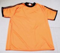 50 x Plain Football Short Sleeve Shirts - Colour: Bright Orange With Black Detailing - New, Loose