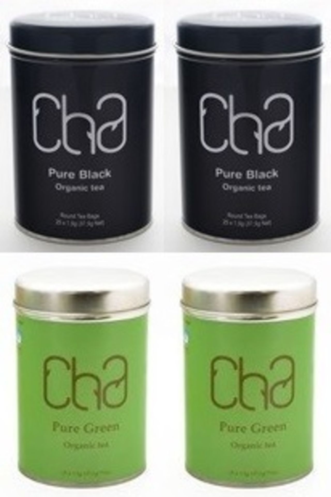 Resale Pallet - 360 x Tins of CHA Organic Tea - PURE BLACK / PURE GREEN - 100% Natural and Organic -