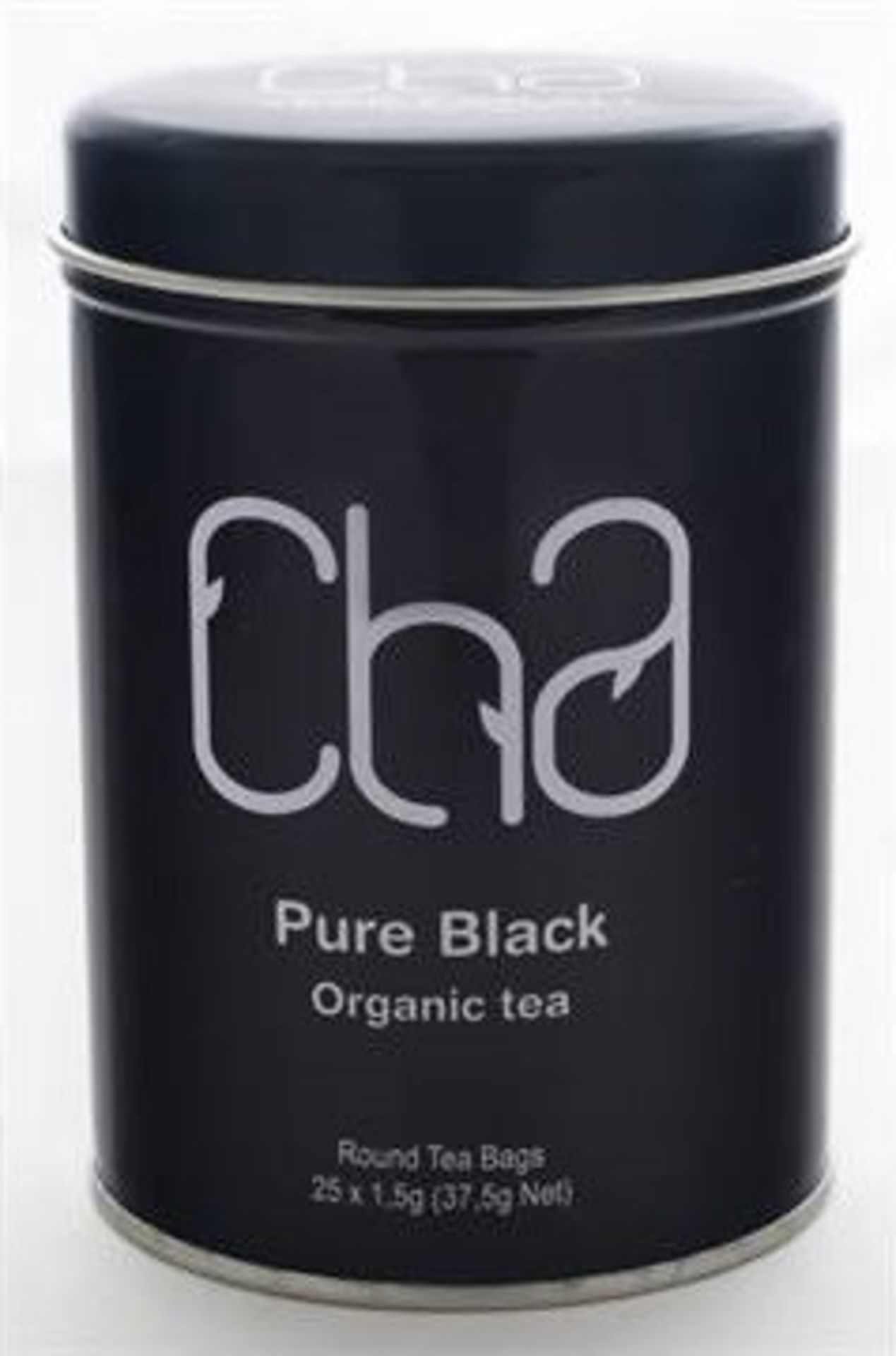 12 x Tins of CHA Organic Tea - PURE BLACK - 100% Natural and Organic - Includes 12 Tins of 25