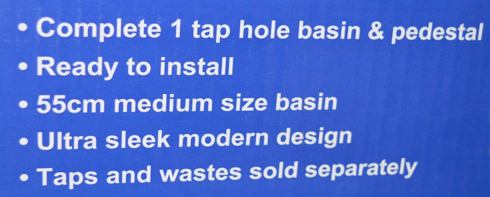 10 x Delux Xpress 1 Tap Hole 550mm Bathroom Sink Basins with Pedestals - Brand New and Boxed - Ultra - Image 4 of 4