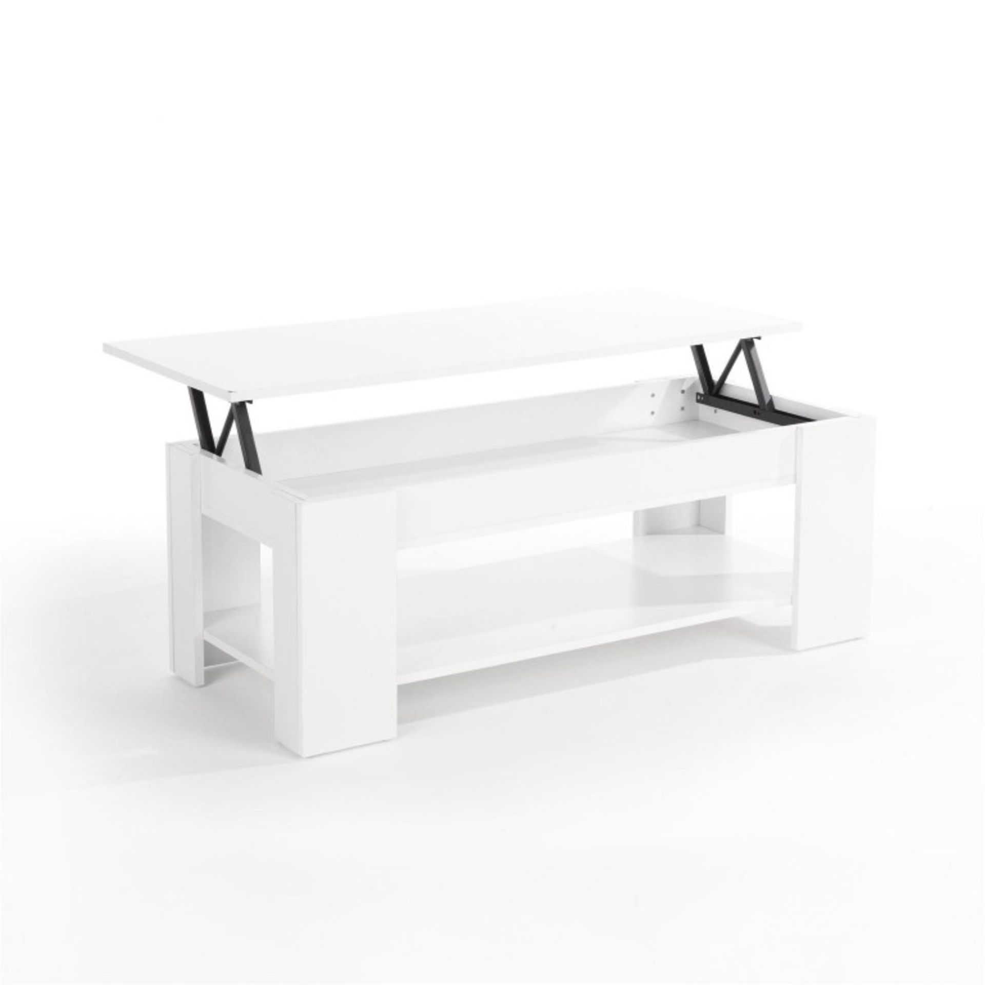 1 x "Caspian" Lift Up Top Coffee Table with Storage - Colour: WHITE - Sleek Modern Design - - Image 2 of 2