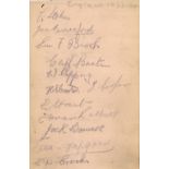 ENGLAND FOOTBALL: A vintage page removed from an autograph album individually signed by twelve