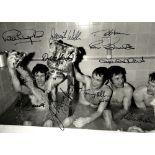 CHELSEA: A good multiple signed 12 x 9.5 photograph by nine Chelsea footballers and their manager,