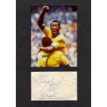 PELE: (1940- ) Brazilian Footballer. Full vintage blue ink signature on an irregularly clipped