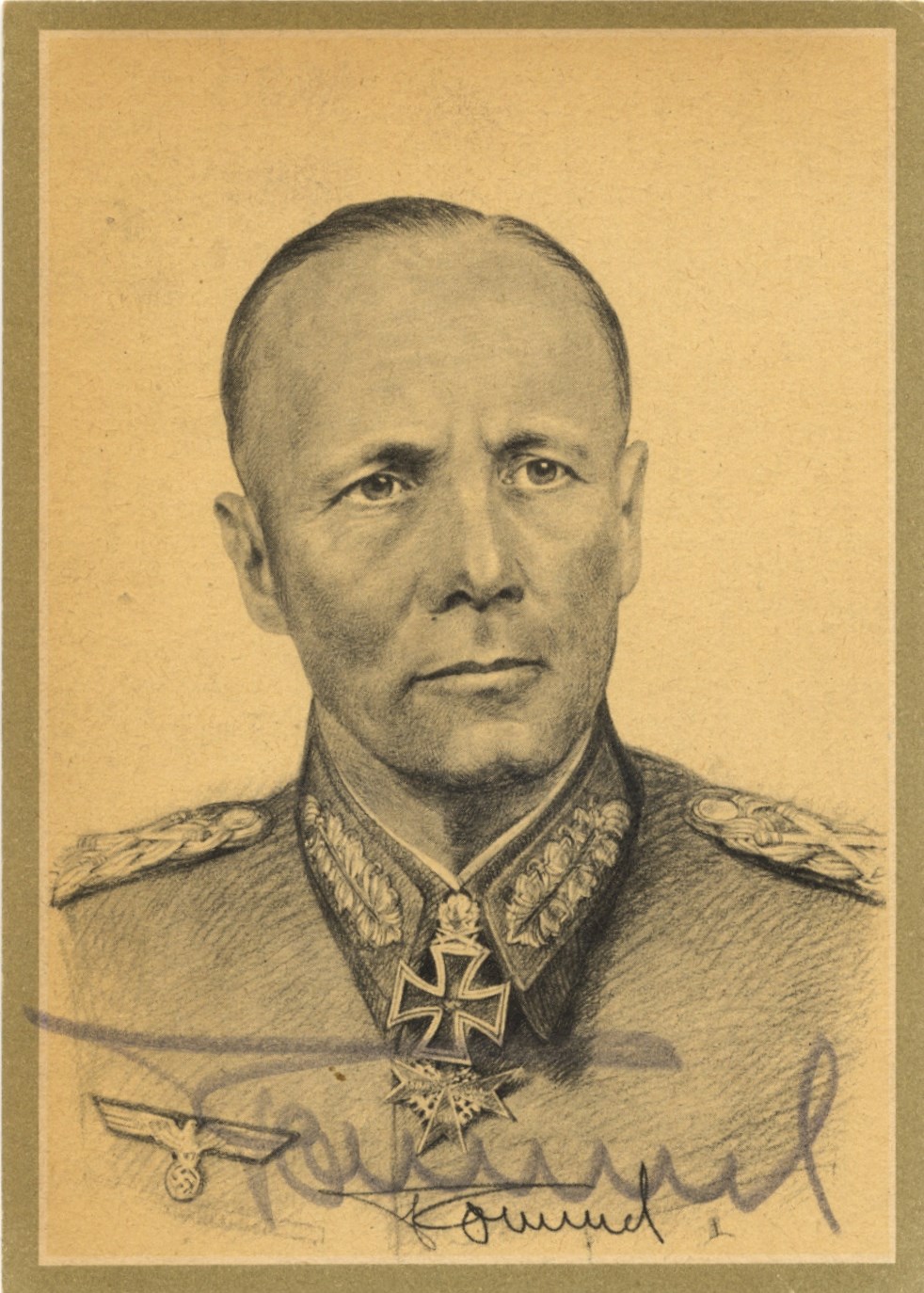 ROMMEL ERWIN: (1891-1944) German Field Marshal of World War II. Vintage signed sepia 4 x 6 postcard,