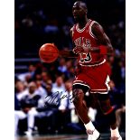 JORDAN MICHAEL: (1963- ) American Basketball Player. Signed colour 8 x 10 photograph of Jordan in