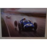 MOSS STIRLING: (1929- ) British Formula One Motor Racing Driver. Signed colour 24.5 x 17.5 print