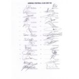 ARSENAL: A good printed 4to souvenir team sheet individually signed by all 25 squad members and