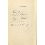 TENNIS: A printed small 4to menu for a Gala Banquet on board the United States Line S. S.