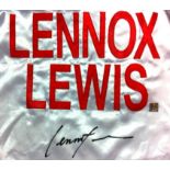 LEWIS LENNOX: (1965- ) British-Canadian Boxer, World Heavyweight Champion. A white satin souvenir