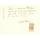 RODIN AUGUSTE: (1840-1917) French Sculptor. D.S. twice, Augustin Rodin and Aug. Rodin, one page,