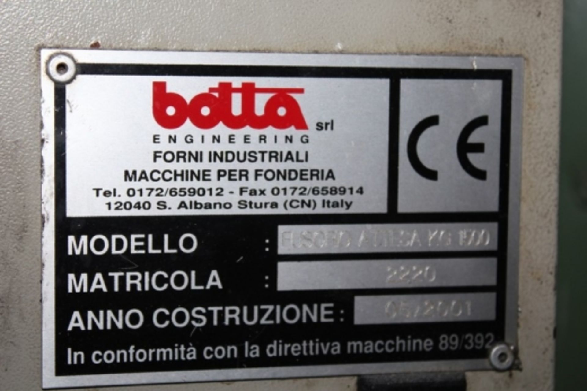 1,Die casting unit 500Colosio for moulding and die casting PFO 500 year 1996, serial no. 835 power - Image 13 of 21