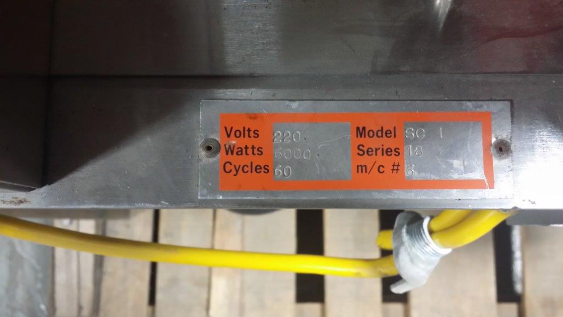 Sollas Corp. Heat Shrink Tunnel Conveyor, Model SC 1, Serial No. 18, Voltage 220, Watts 6000, Cycles - Image 8 of 8