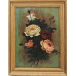 Rose dipinto olio su cartoncino cm.21x29 R.Wicermann 1929 cornice coeva.