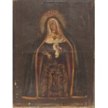 Madonna addolorata, olio su tela scuola Italiana del '600, prima tela da restaurare, cm. 62x82