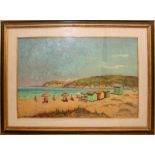 Spiaggia, olio su faesite Egidio Valenti 1897-1925 cm. 64x40 (dipinto anche su retro)