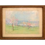 Primavera, acquerello su carta Antonio Cannata 1895-1960 cm. 29x42 cornice coeva