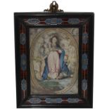 Madonna con angeli, stampa acquerellata cm. 18x25, primi '900, cornice coeva