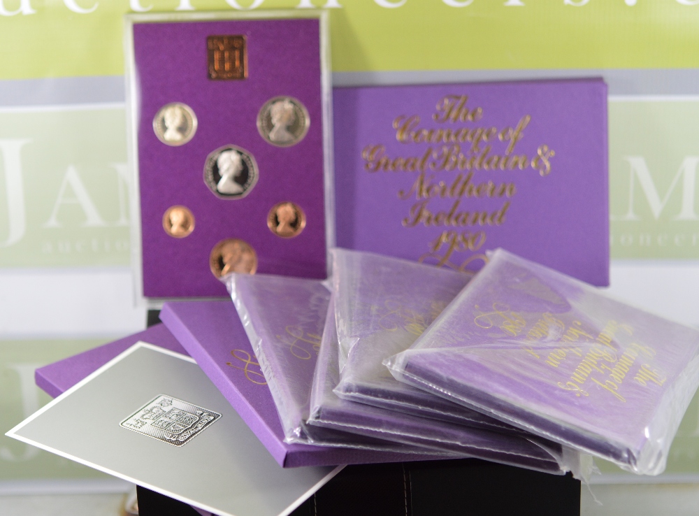 7 x1980 Royal Proof Coin Collection In original case, private collection