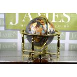 LARGEST MODEL HUGE 55CM  LAPIS MOTHER OF PEARL GEMSTONE GLOBE GOLD PLATED  $4K Certificate included