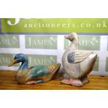 Pair of large hand carved book ends-Heavy geese/ducks