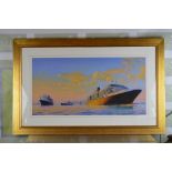 James A. Flood (20th century American), Queen Victoria Joins The Fleet, giclee print on artist's