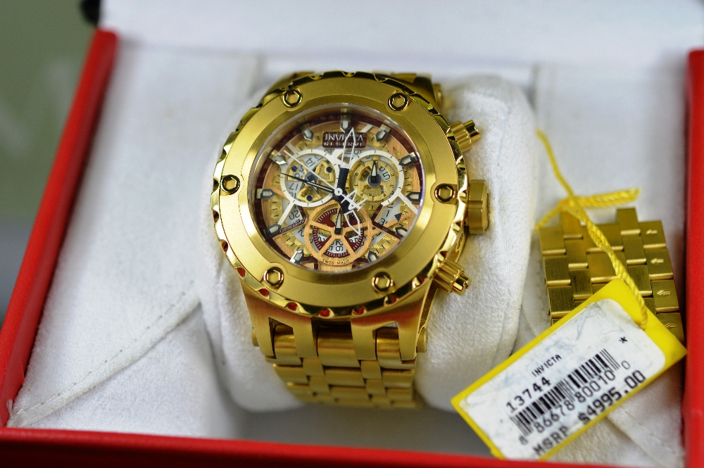 Invicta Reserve 1568 Dive Watch Gold Chronograph,boxed all papers included along with price- $4995 - Image 9 of 9
