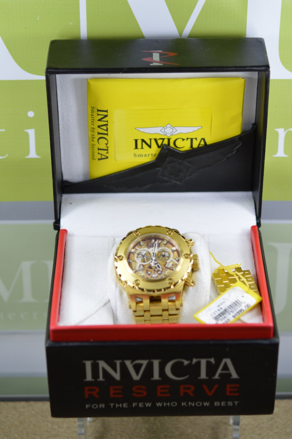Invicta Reserve 1568 Dive Watch Gold Chronograph,boxed all papers included along with price- $4995