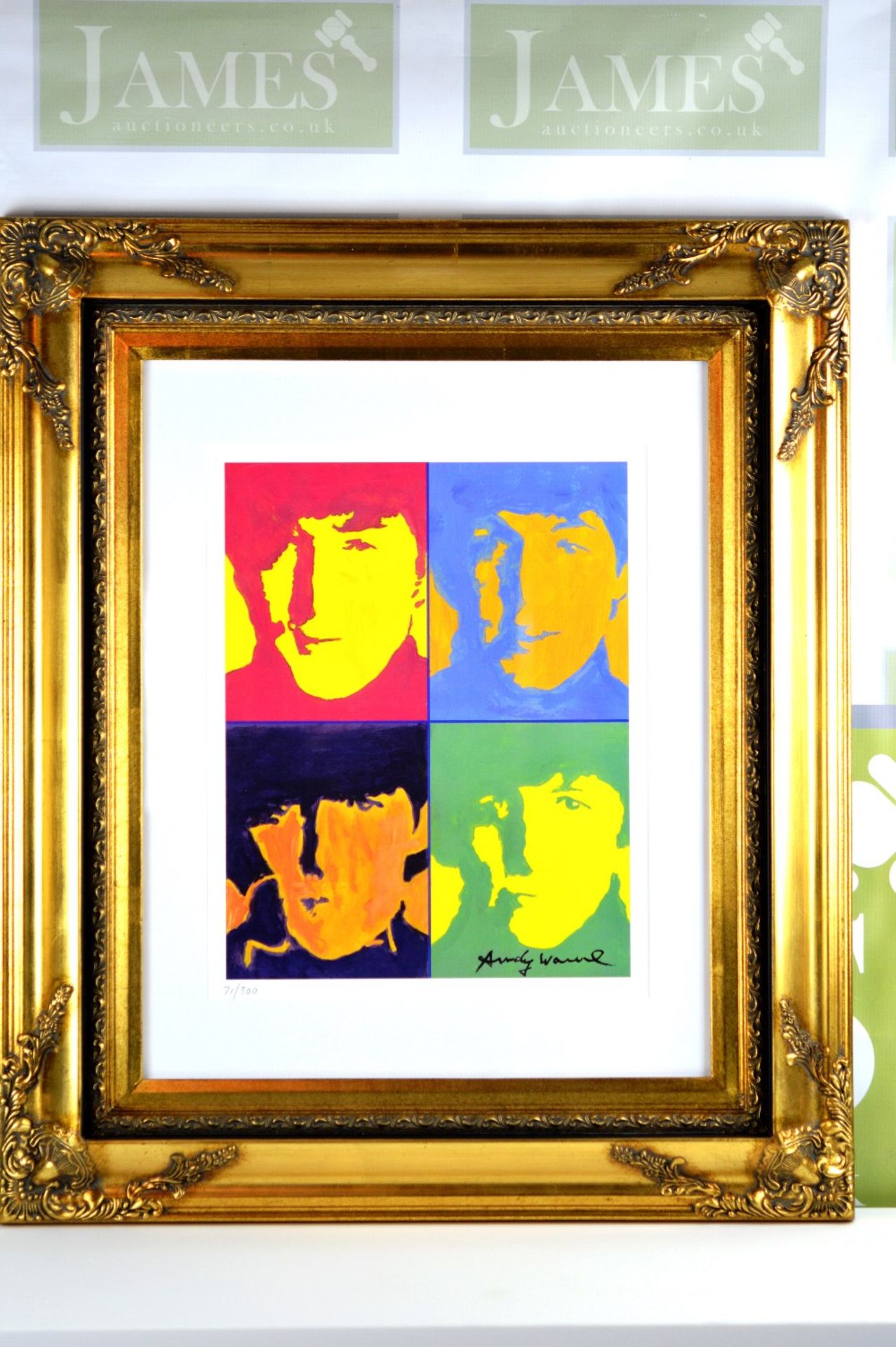 Andy Warhol Signed & Hand-Numberd Limited Edition "The Beatles" Lithograph Print 173/300