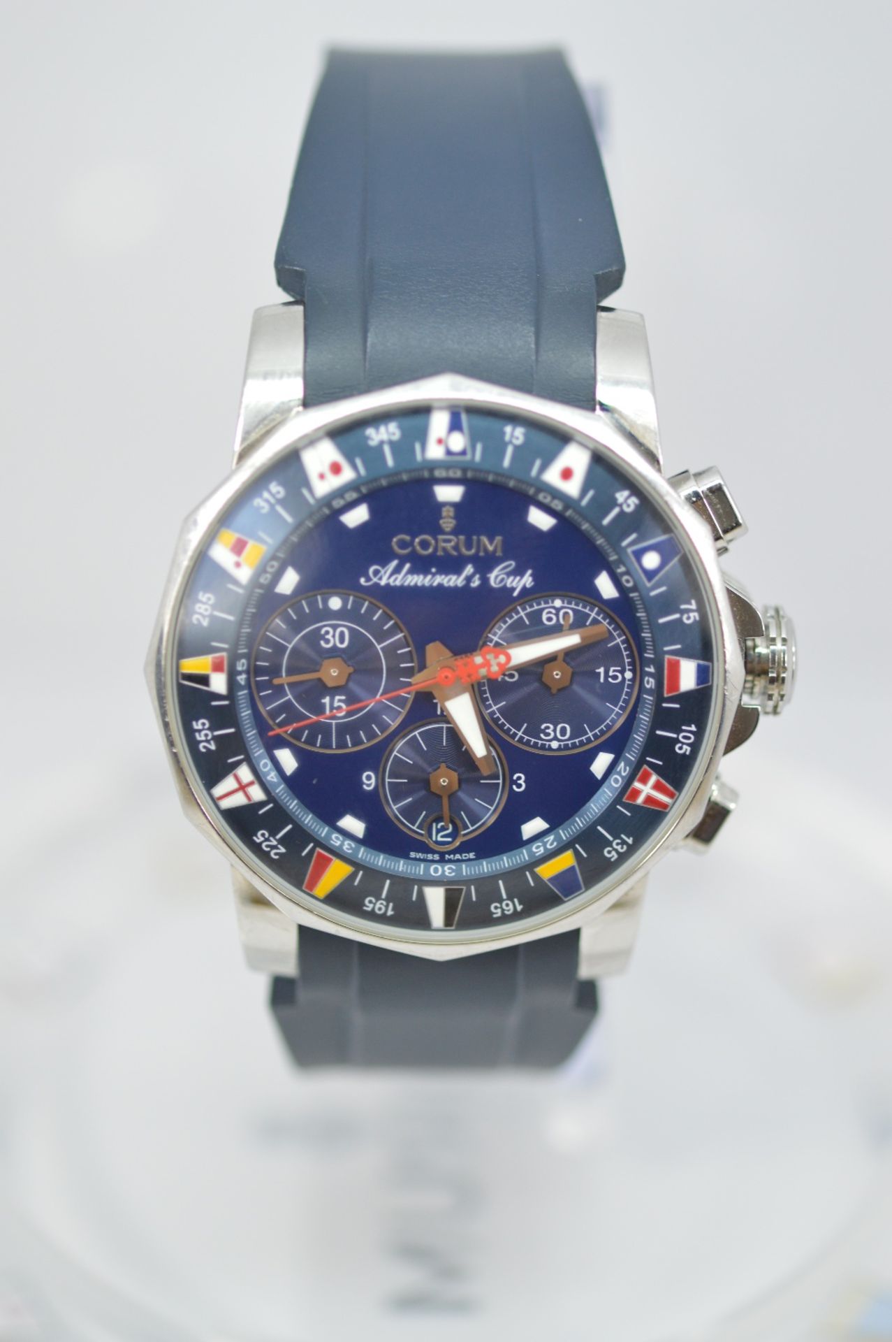 A stunning and rare Corum Admiral's Cup Tides 44 chronograph wrist watch RRP £4995,Original case Inc - Image 5 of 8