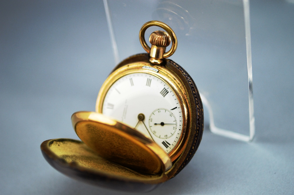 An antique gold plated pocket watch in original case - Image 2 of 6