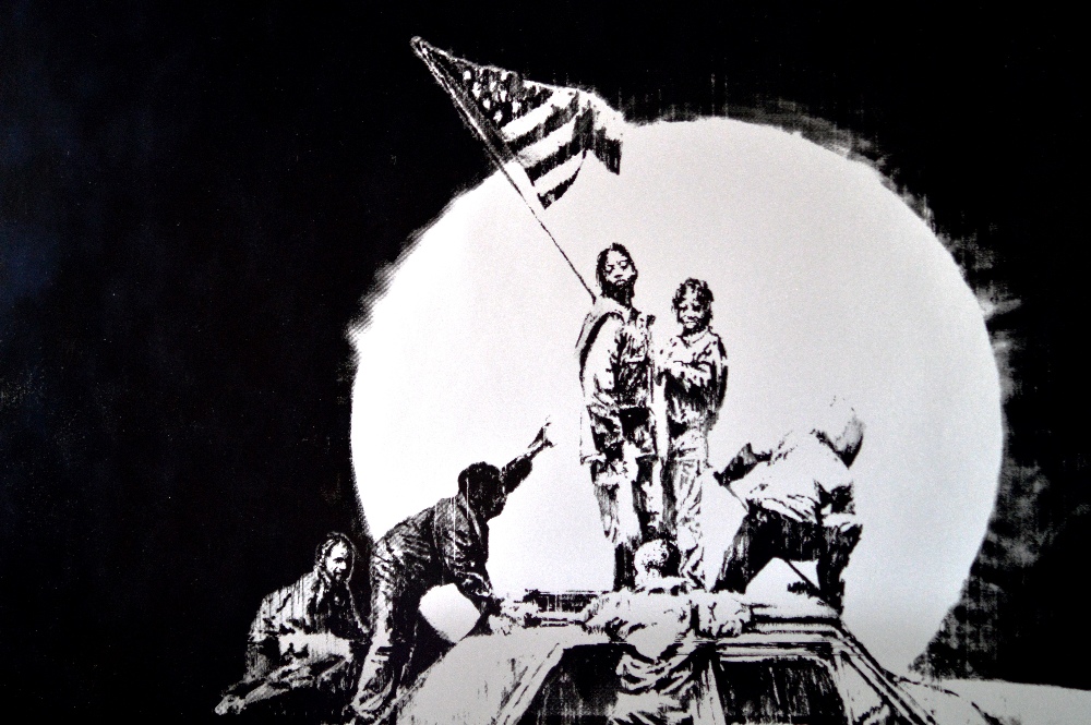 Banksy- The flag Iwo Jima, POW certification included. - Image 2 of 6