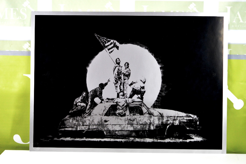 Banksy- The flag Iwo Jima, POW certification included.