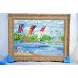 John Myatt limited edition hand embellished canvas  Regatta on the Thames RRP £2499