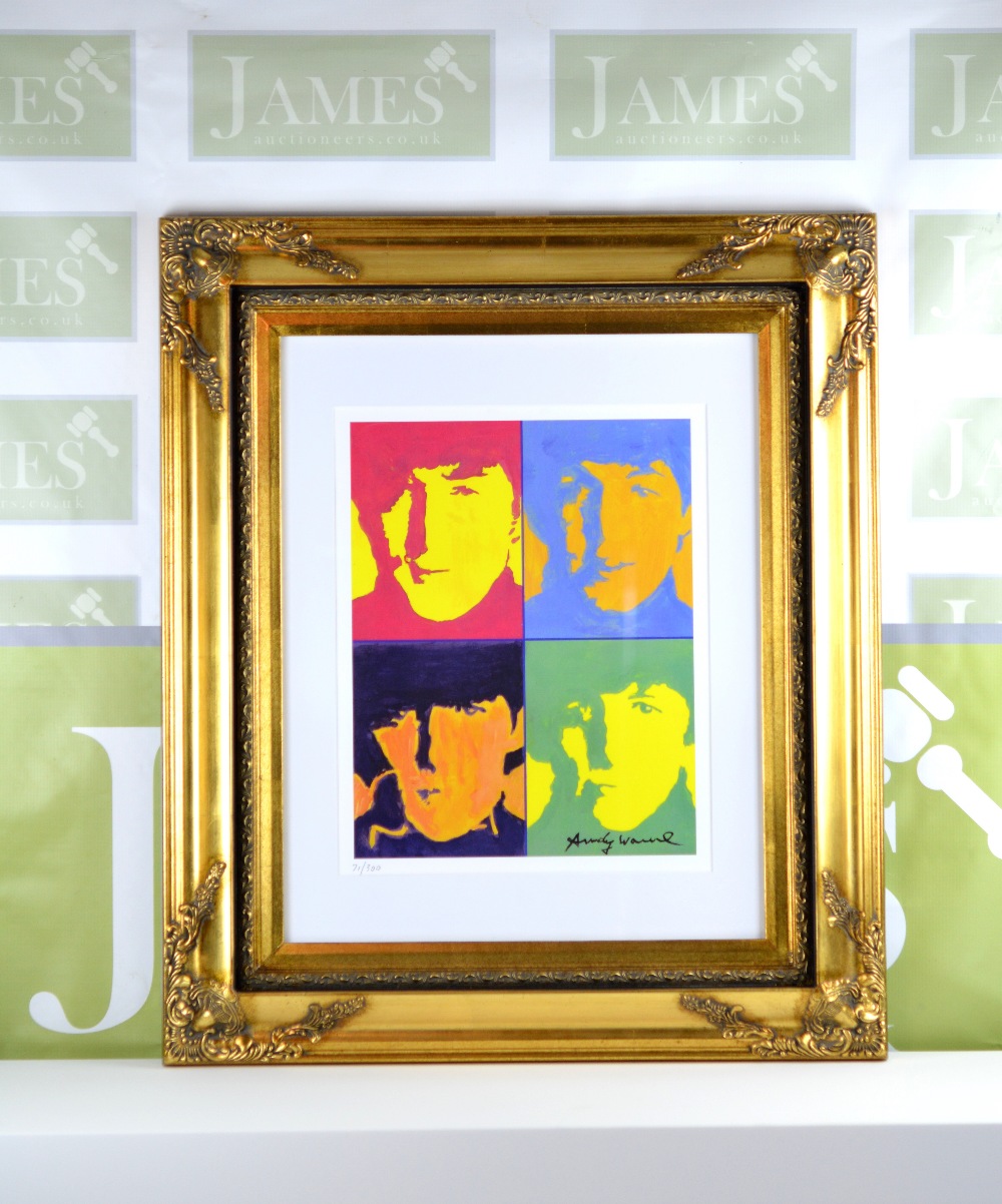 Andy Warhol Signed & Hand Numberd Limited Edition The Beatles Lithograph, Ornate framed,stunning - Image 2 of 5