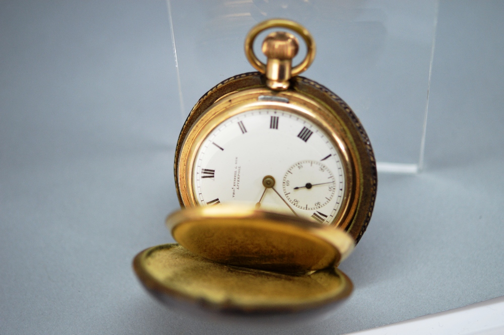 An antique gold plated pocket watch in original case - Image 3 of 6