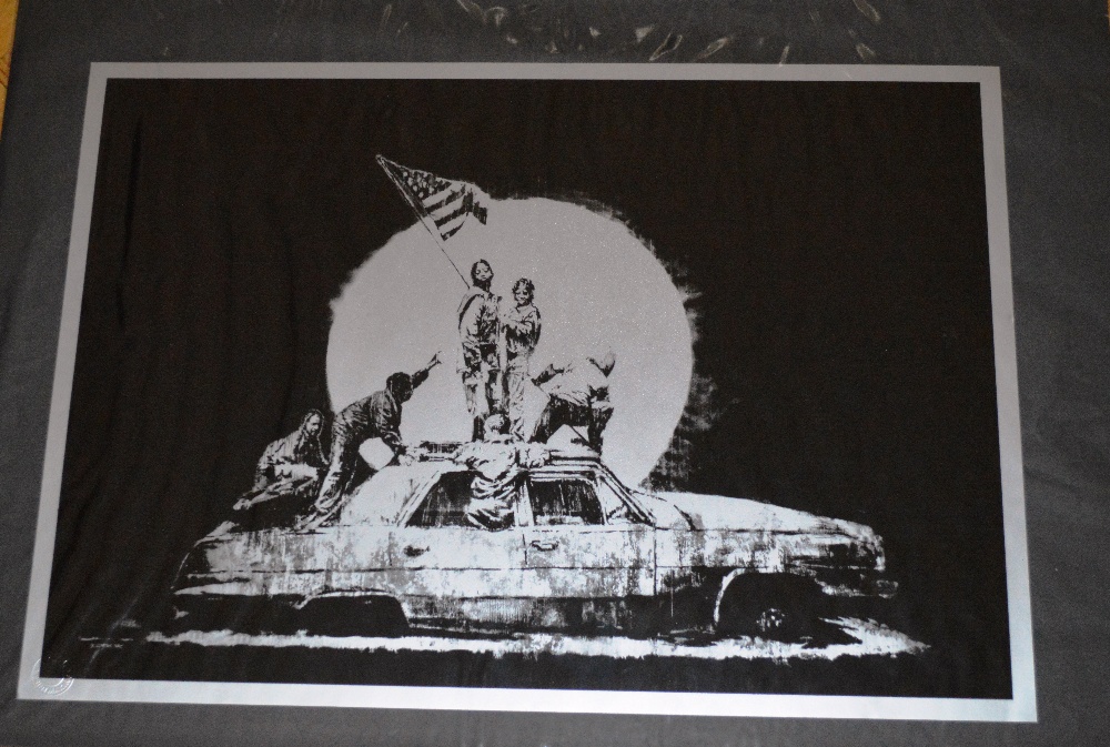 Banksy- The flag Iwo Jima, POW certification included. - Image 5 of 6