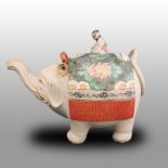 Elephant Banko porcelain teapot, 19th centuryElephant shaped tea pot with little boy sitting on a