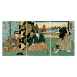 Toyokuni III, Kabuki Play, Motomishi Hanabunbu no Norikake, 19th Century, Japanese Woodblock Print