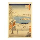 Hiroshige Ando,  Hilltop view, Yushima Tenjin Shrine, 19th Century, Japanese Woodblock Print