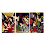 Chikashige, Kabuki actors, 19th Century, Japanese Woodblock Print