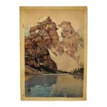 Hiroshi Yoshida, Moraine Lake, 20th Century, Japanese Woodblock Print