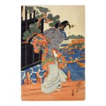 Eisen Keisai, Girl at the Riverbank, 19th Century, Japanese Woodblock Print