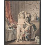 Erotica - - Huet, Jean Baptiste. (1745 - 1811 Paris). L'Heureux Chat. Farblitho nach dem